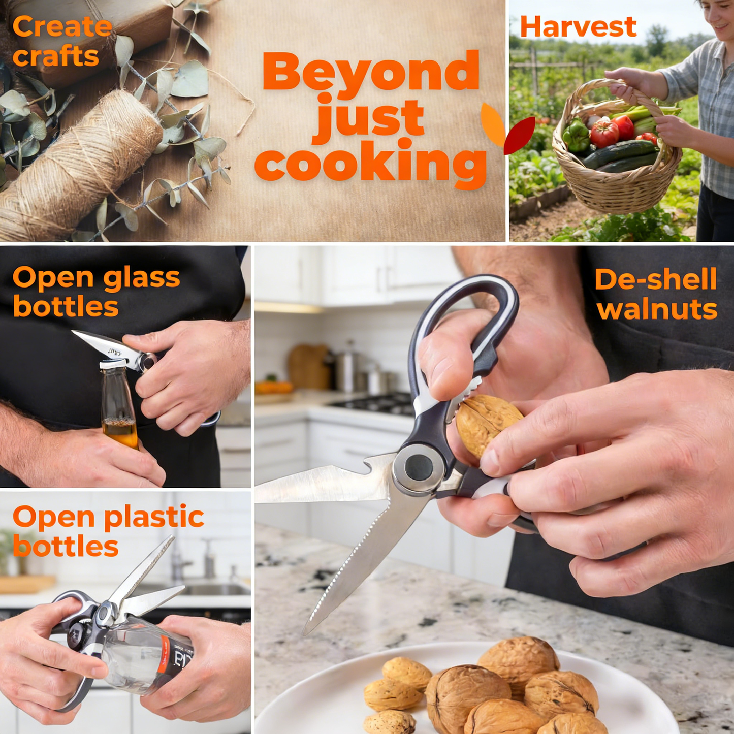 2-Pack Heavy Duty Stainless Steel Kitchen Scissors Set, Multipurpose Food-Grade Shears