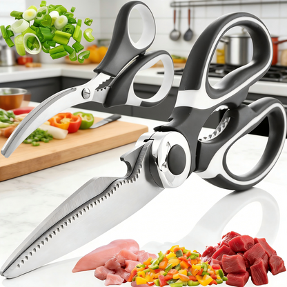 2-Pack Heavy Duty Stainless Steel Kitchen Scissors Set, Multipurpose Food-Grade Shears