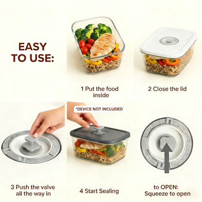 Vacuum Sealing Glass Food Containers Set, Leak-Proof Meal Prep Bowls