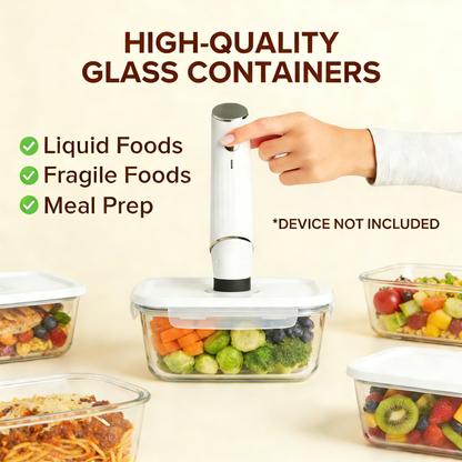 Vacuum Sealing Glass Food Containers Set, Leak-Proof Meal Prep Bowls