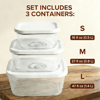 Vacuum Sealing Glass Food Containers Set, Leak-Proof Meal Prep Bowls
