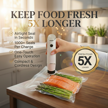 SageLiving  Handheld Vacuum Sealer Kit with Glass Containers & Reusable Bags, Food Freshness Bundle