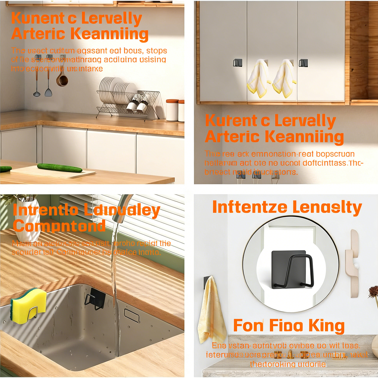 Adhesive Kitchen Sink Sponge Holder, No-Drill Stainless Steel Organizer Hook