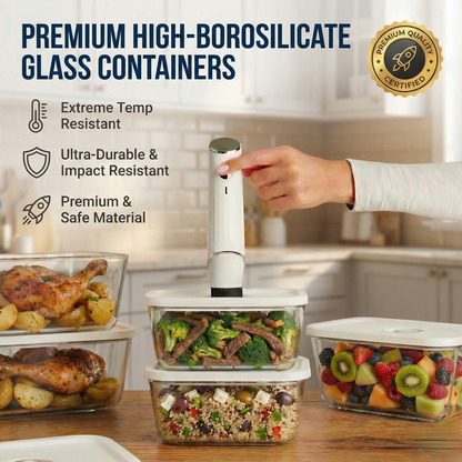 SageLiving  Handheld Vacuum Sealer Kit with Glass Containers & Reusable Bags, Food Freshness Bundle