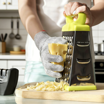 3-Stage Knife Sharpener with Cut-Resistant Glove, Tungsten Steel & Ceramic Rods