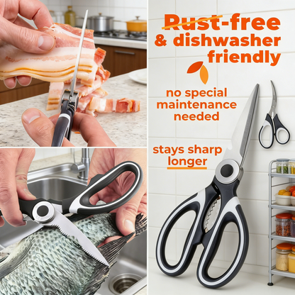 2-Pack Heavy Duty Stainless Steel Kitchen Scissors Set, Multipurpose Food-Grade Shears