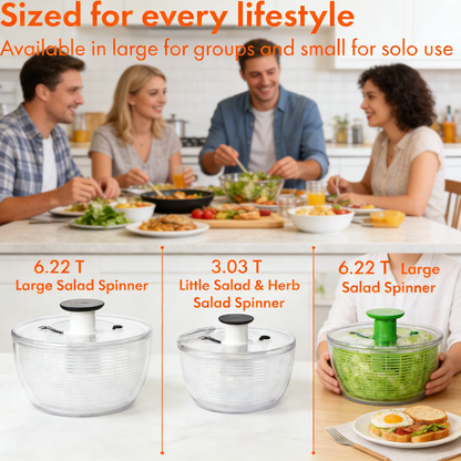 One-Pump Salad Spinner with Brake Button, Non-Slip Base & Dishwasher Safe