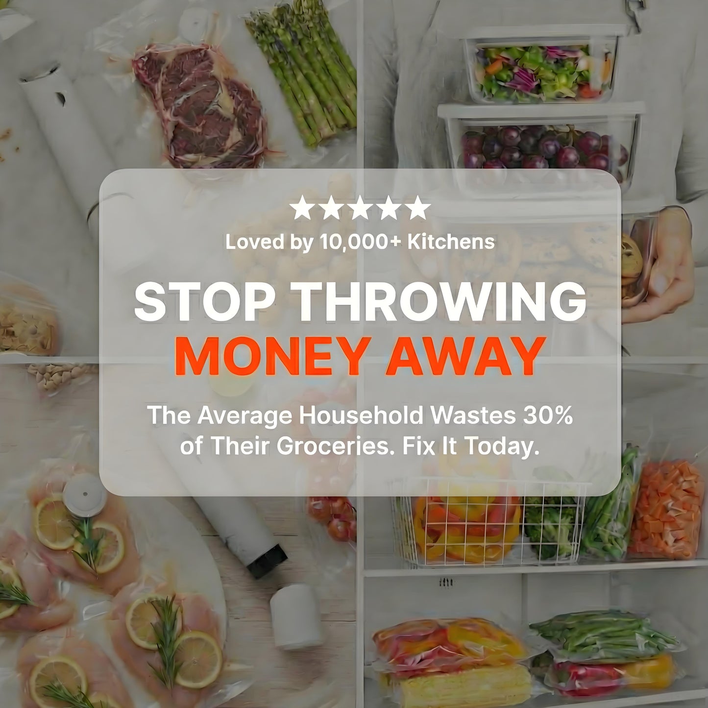 SageLiving  Handheld Vacuum Sealer Kit with Glass Containers & Reusable Bags, Food Freshness Bundle