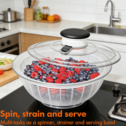 One-Pump Salad Spinner with Brake Button, Non-Slip Base & Dishwasher Safe